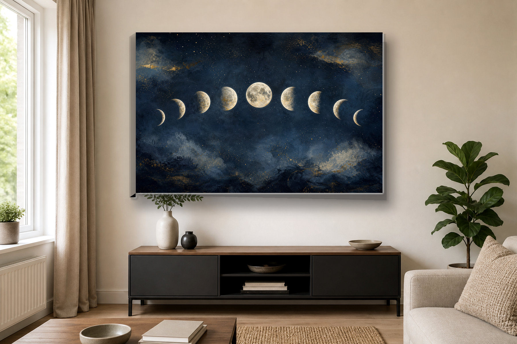 Celestial Moon Phase Abstract Canvas Print