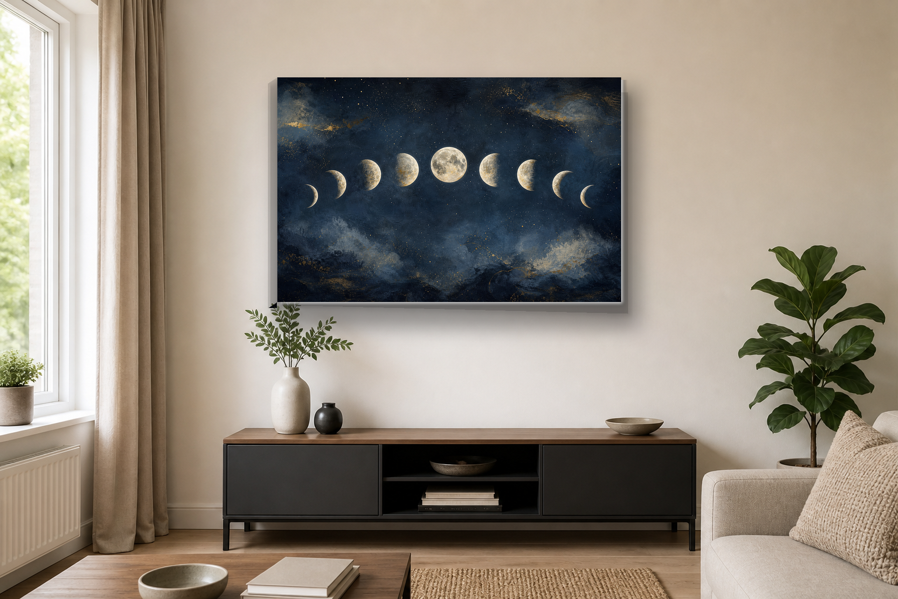 Celestial Moon Phase Abstract Canvas Print
