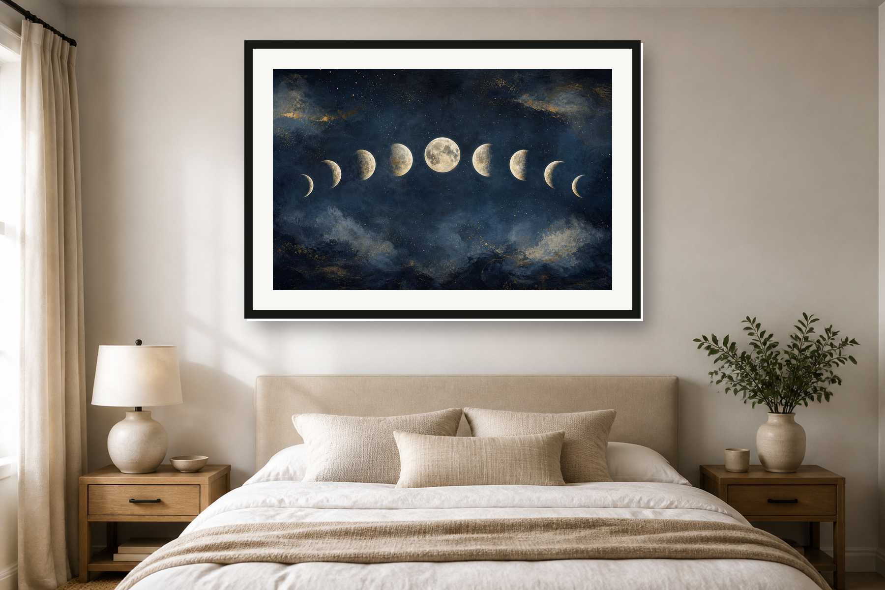Celestial Moon Phase Abstract Framed Print or Poster