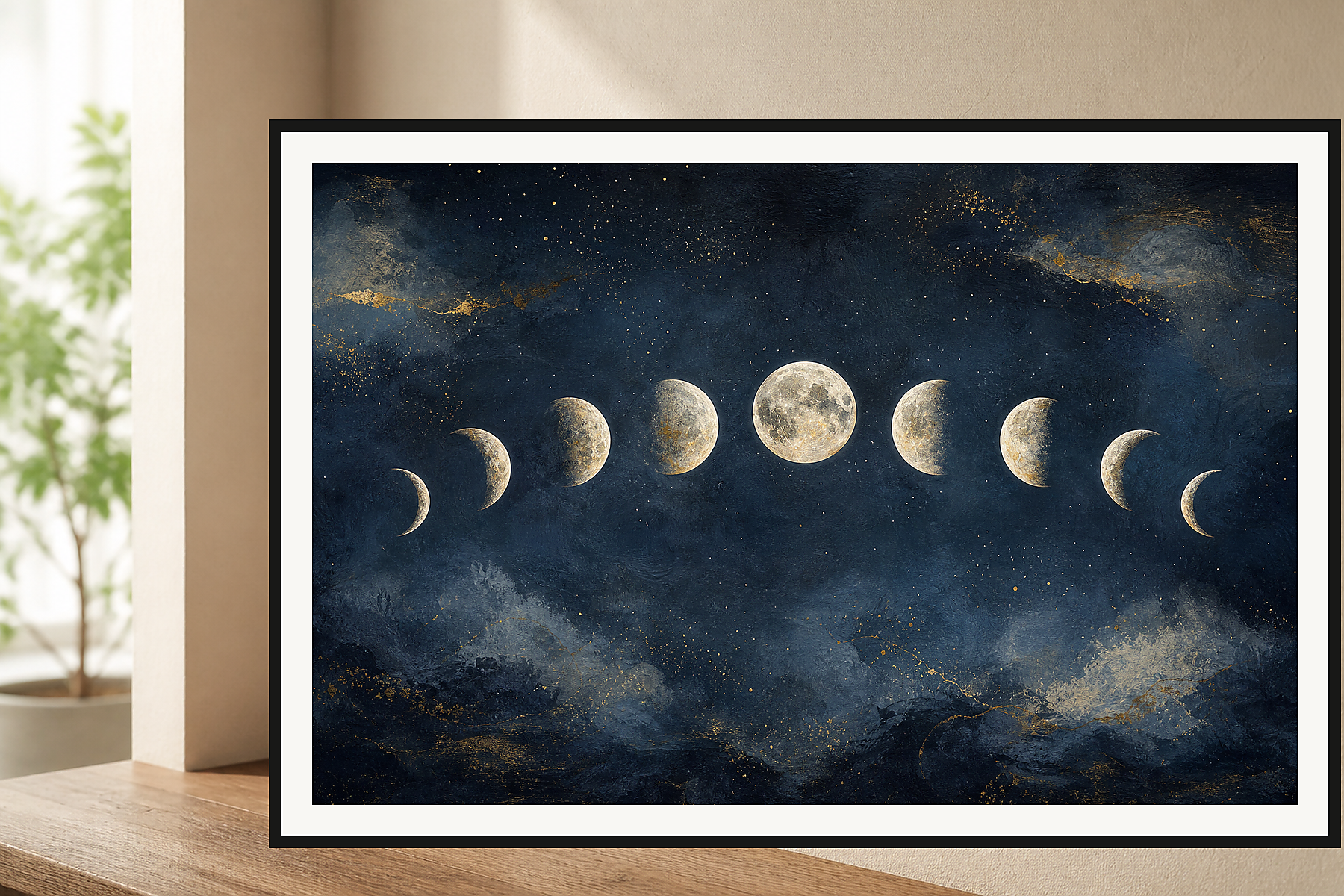 Celestial Moon Phase Abstract Framed Print or Poster
