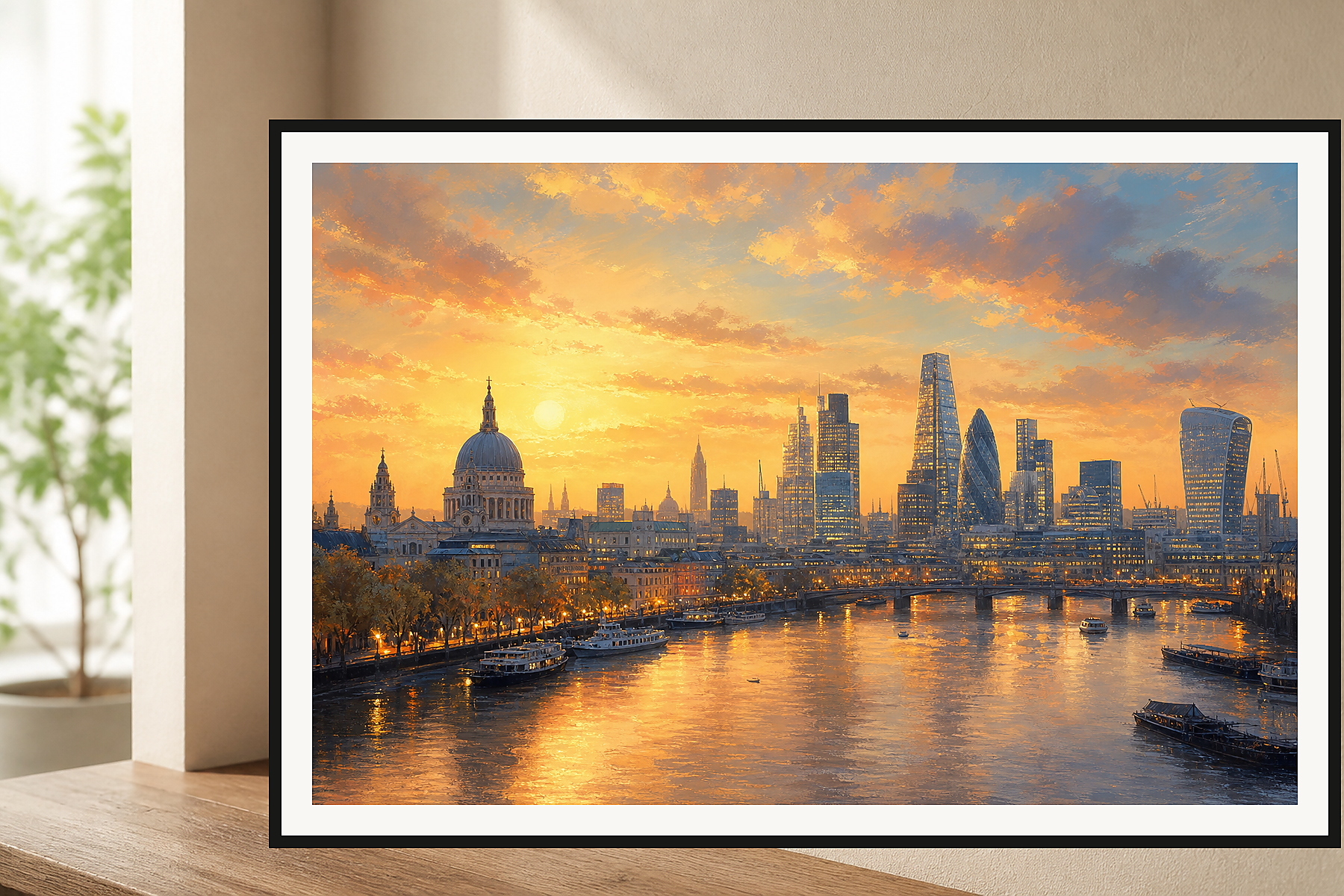 Golden Hour London Skyline Framed Print or Poster