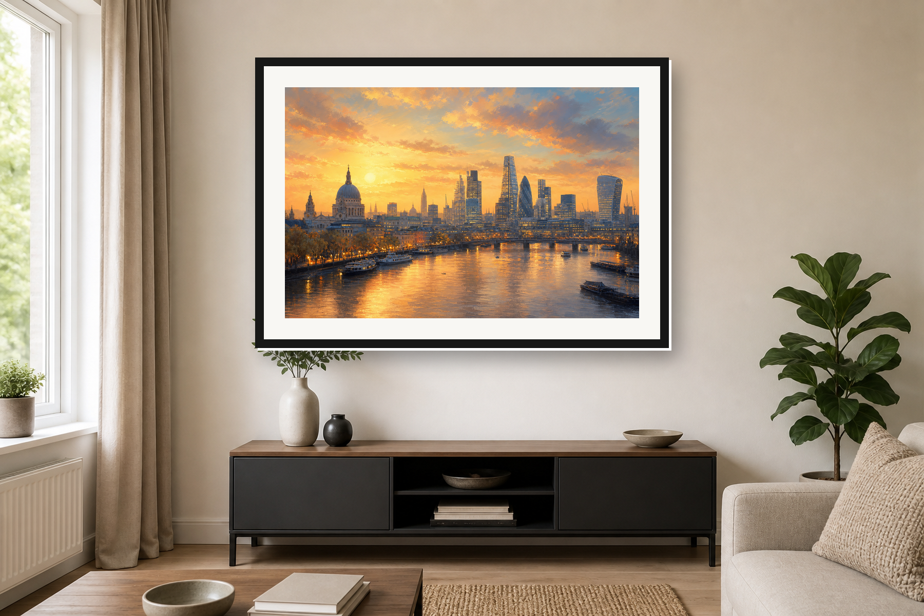 Golden Hour London Skyline Framed Print or Poster