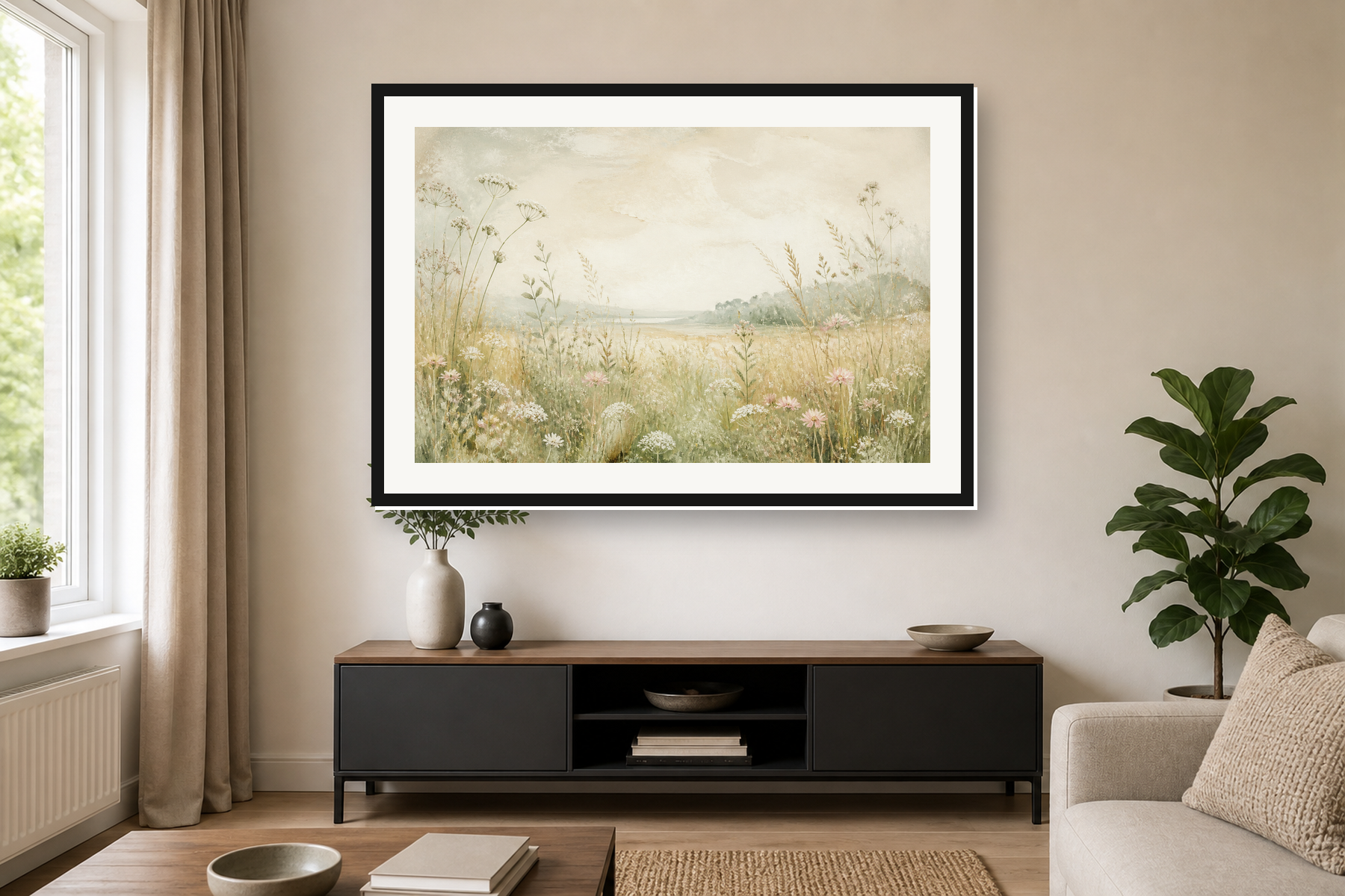 Japandi Wildflower Meadow Framed Print or Poster