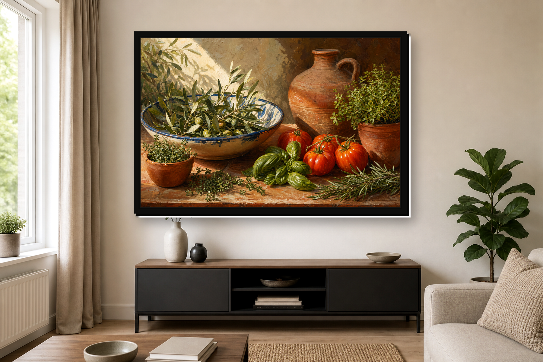 Mediterranean Kitchen Still Life Floating Framed Canvas
