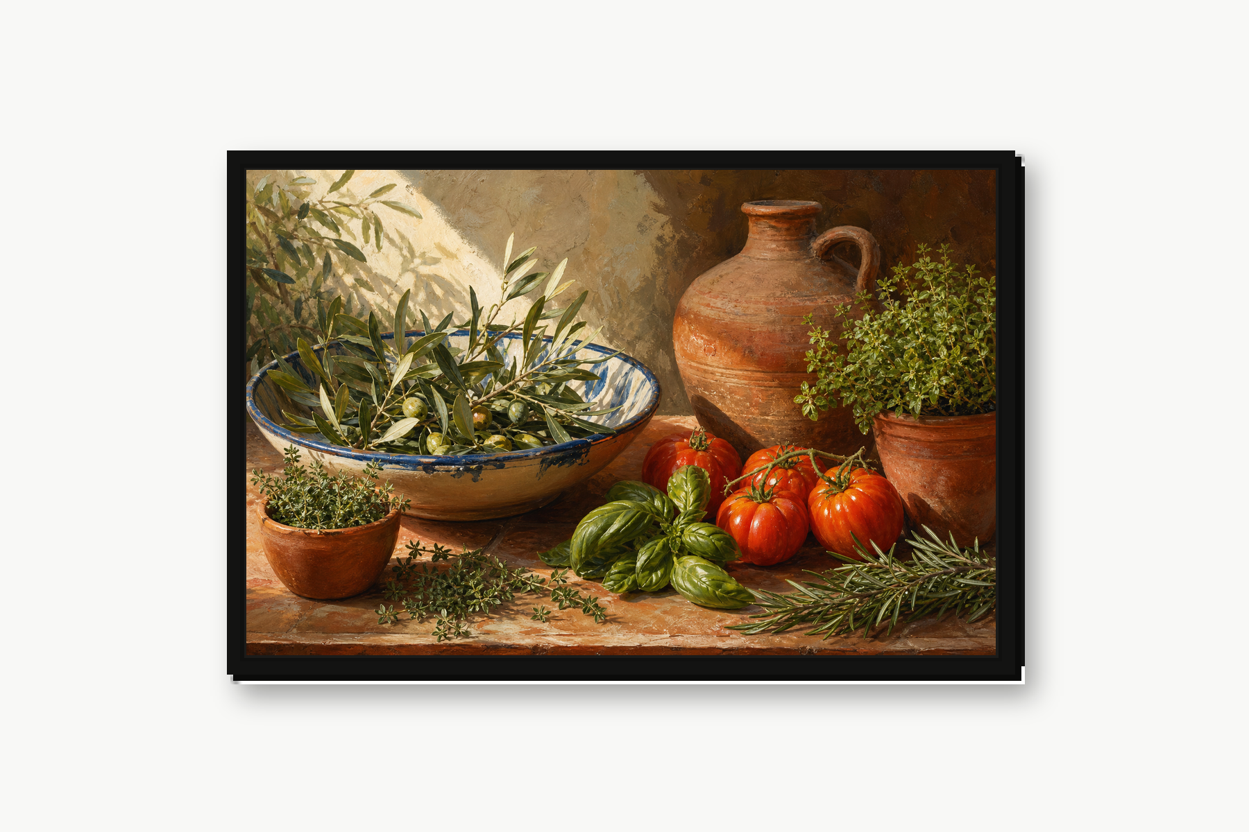 Mediterranean Kitchen Still Life Floating Framed Canvas