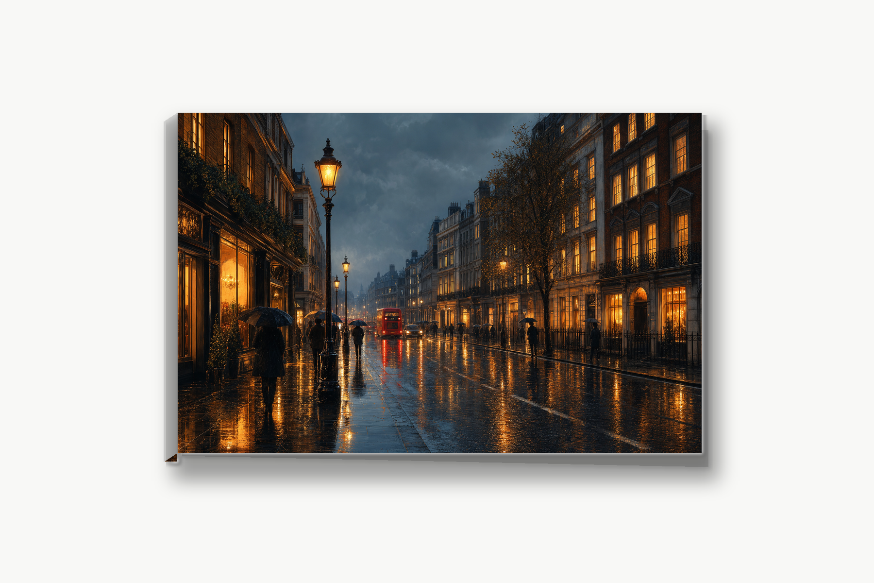 Rainy London Reflections Canvas Print