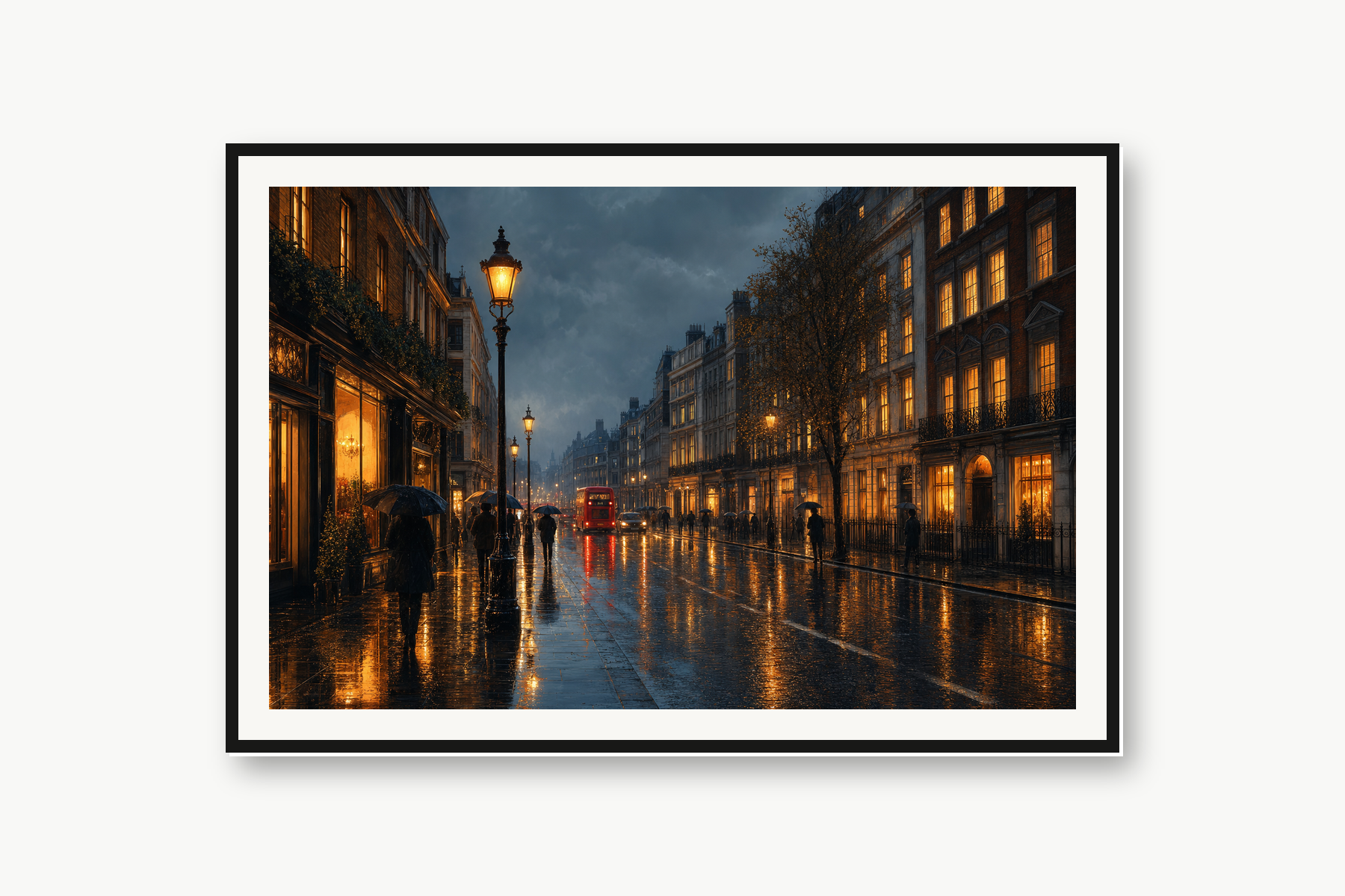 Rainy London Reflections Framed Print or Poster