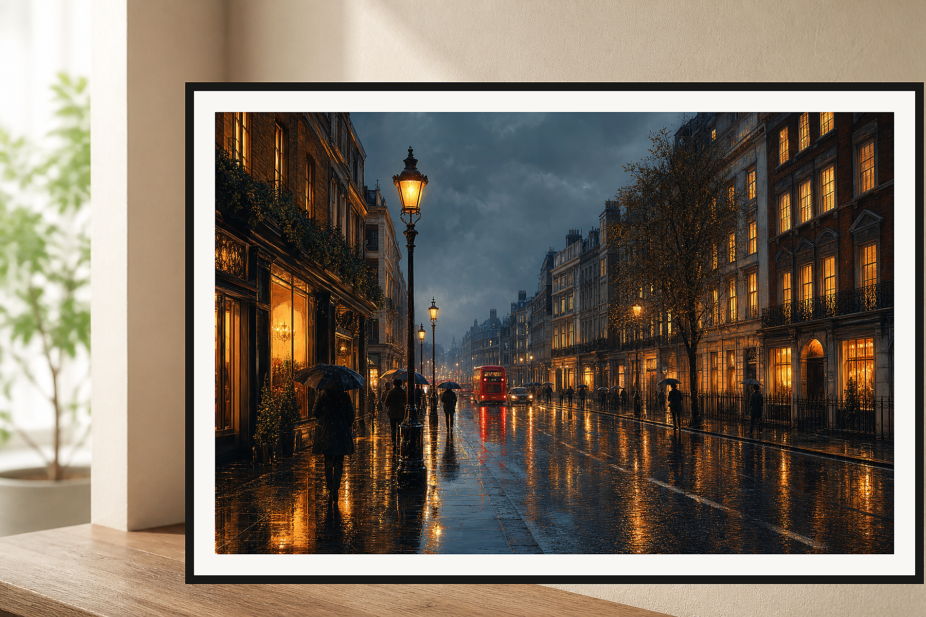 Rainy London Reflections Framed Print or Poster