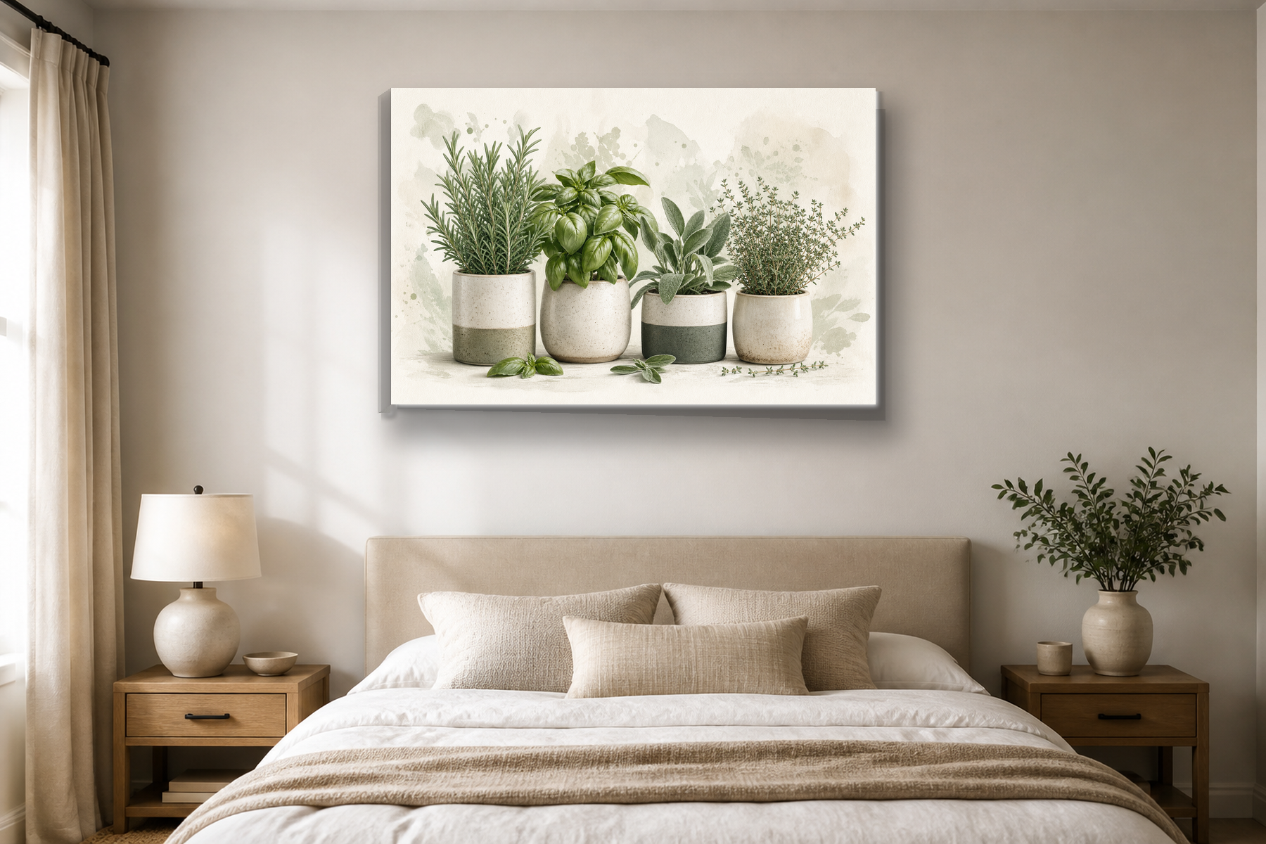 Sage Green Kitchen Herb Garden Canvas Print
