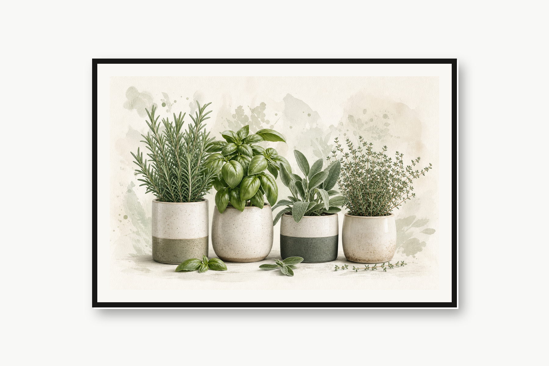 Sage Green Kitchen Herb Garden Framed Print or Poster