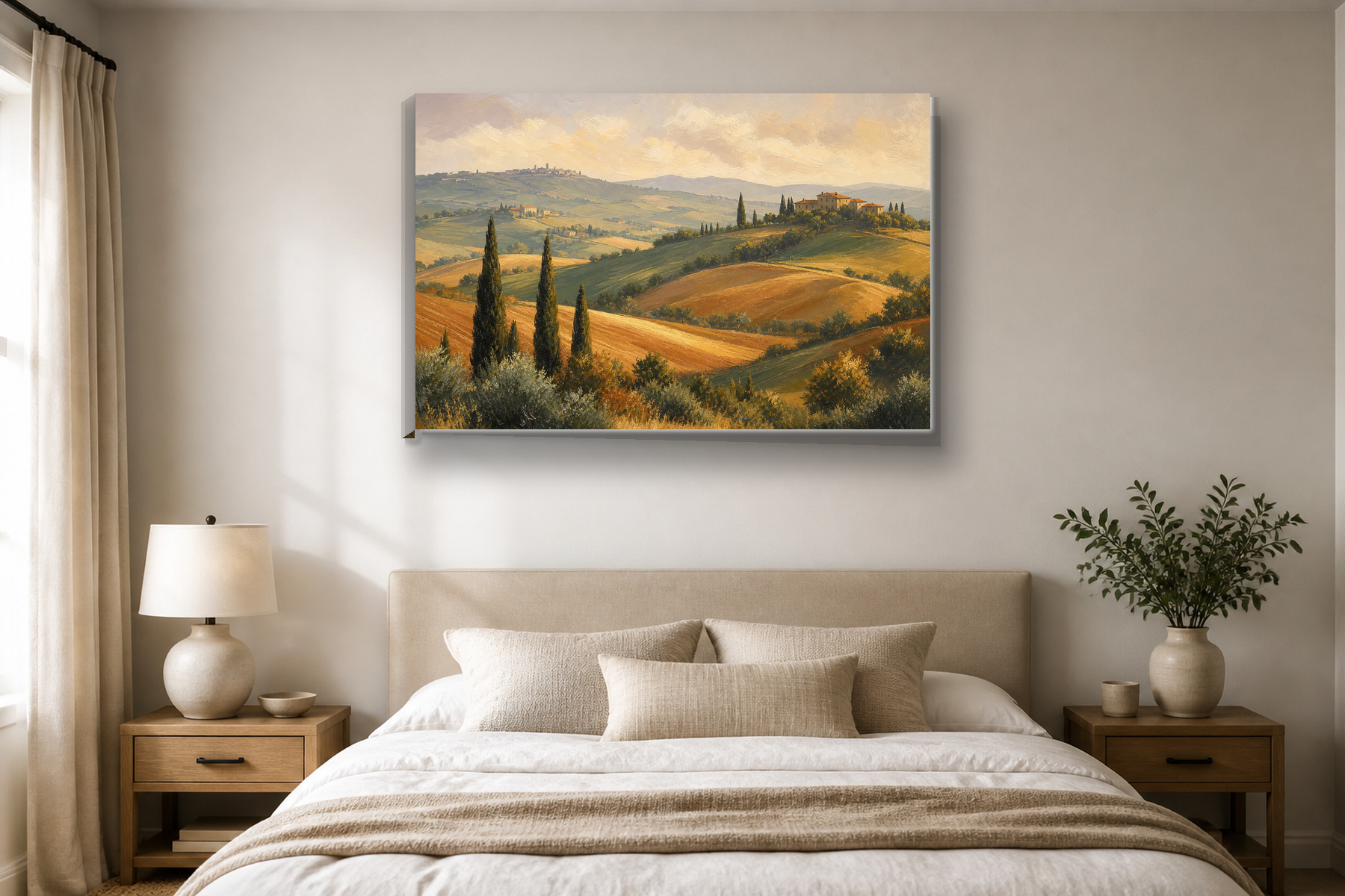 Tuscan Cypress Hills Landscape Canvas Print