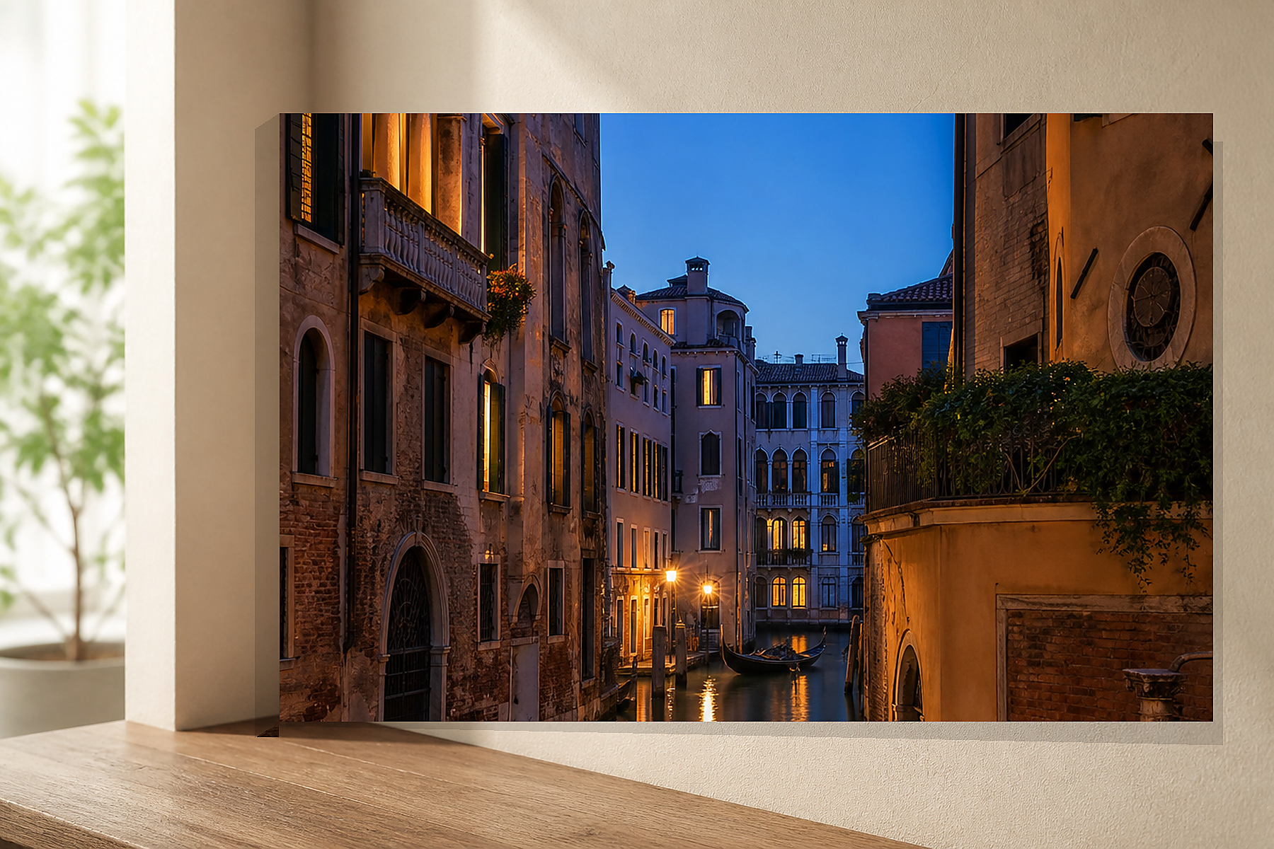 Venice Canal at Blue Hour Canvas Print
