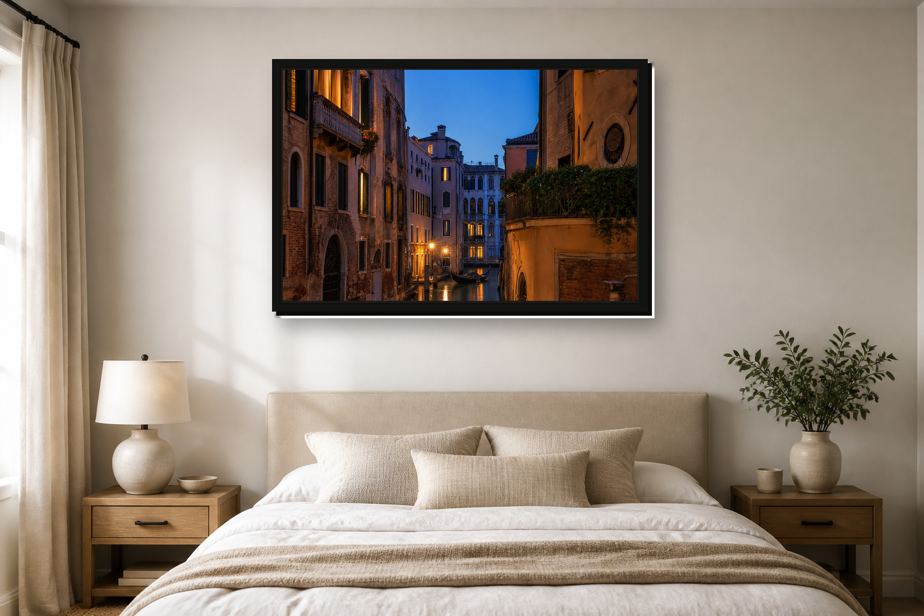 Venice Canal at Blue Hour Floating Framed Canvas