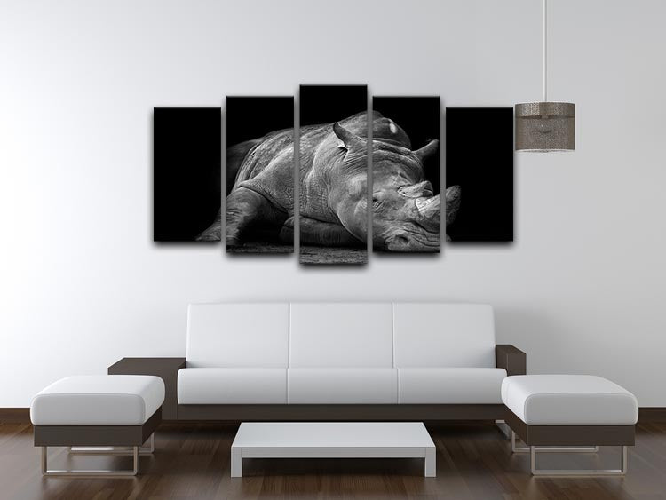 Black And White Rhink 5 Split Panel Canvas - Canvas Art Rocks - 3