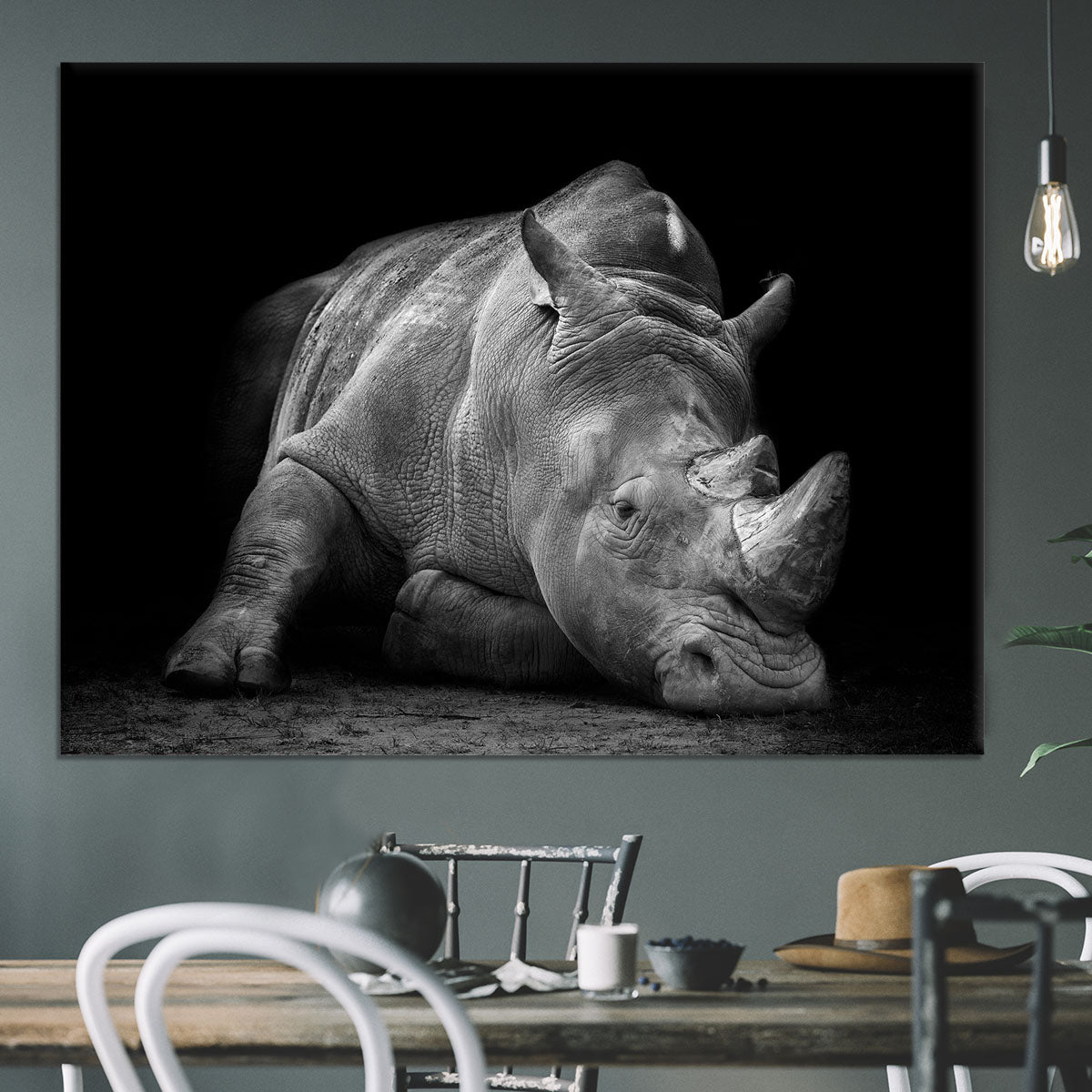 Black And White Rhink Canvas Print or Poster - Canvas Art Rocks - 3