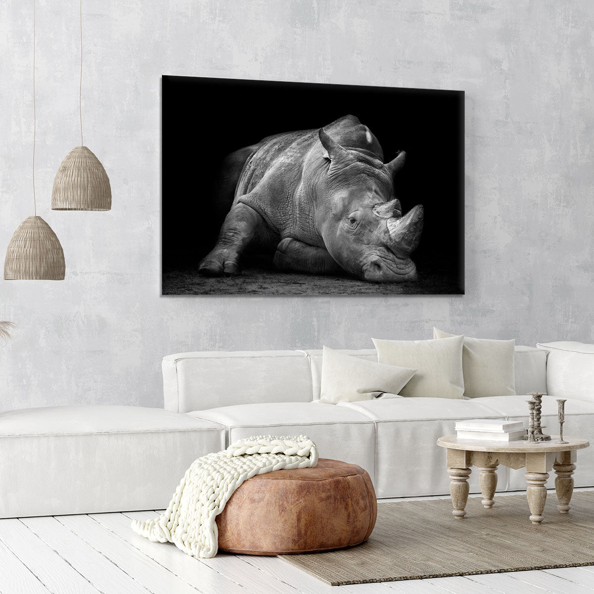 Black And White Rhink Canvas Print or Poster - Canvas Art Rocks - 6