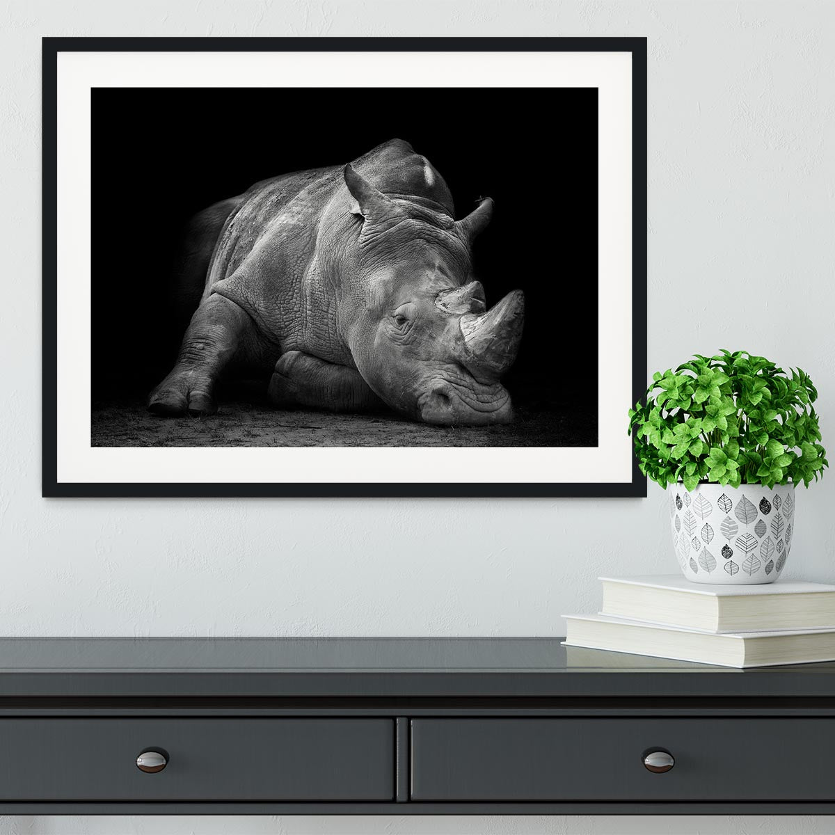 Black And White Rhink Framed Print - Canvas Art Rocks - 1