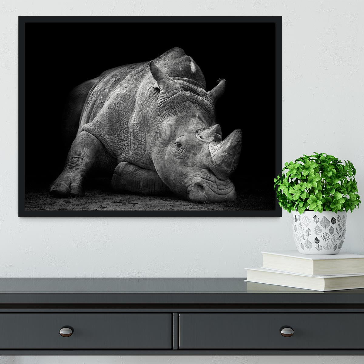 Black And White Rhink Framed Print - Canvas Art Rocks - 2