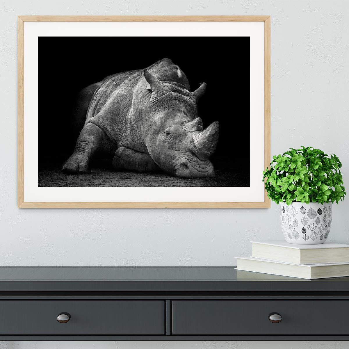Black And White Rhink Framed Print - Canvas Art Rocks - 3