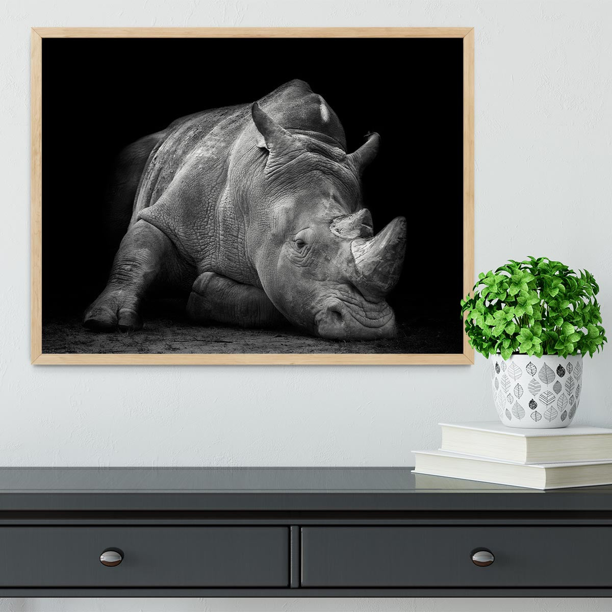 Black And White Rhink Framed Print - Canvas Art Rocks - 4