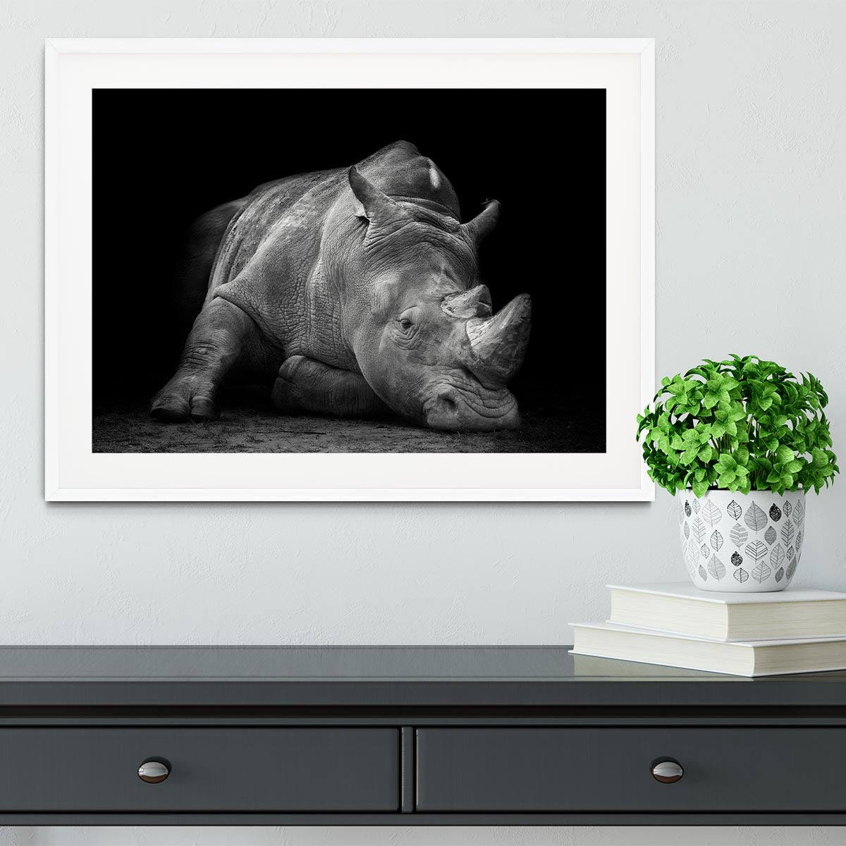 Black And White Rhink Framed Print - Canvas Art Rocks - 5
