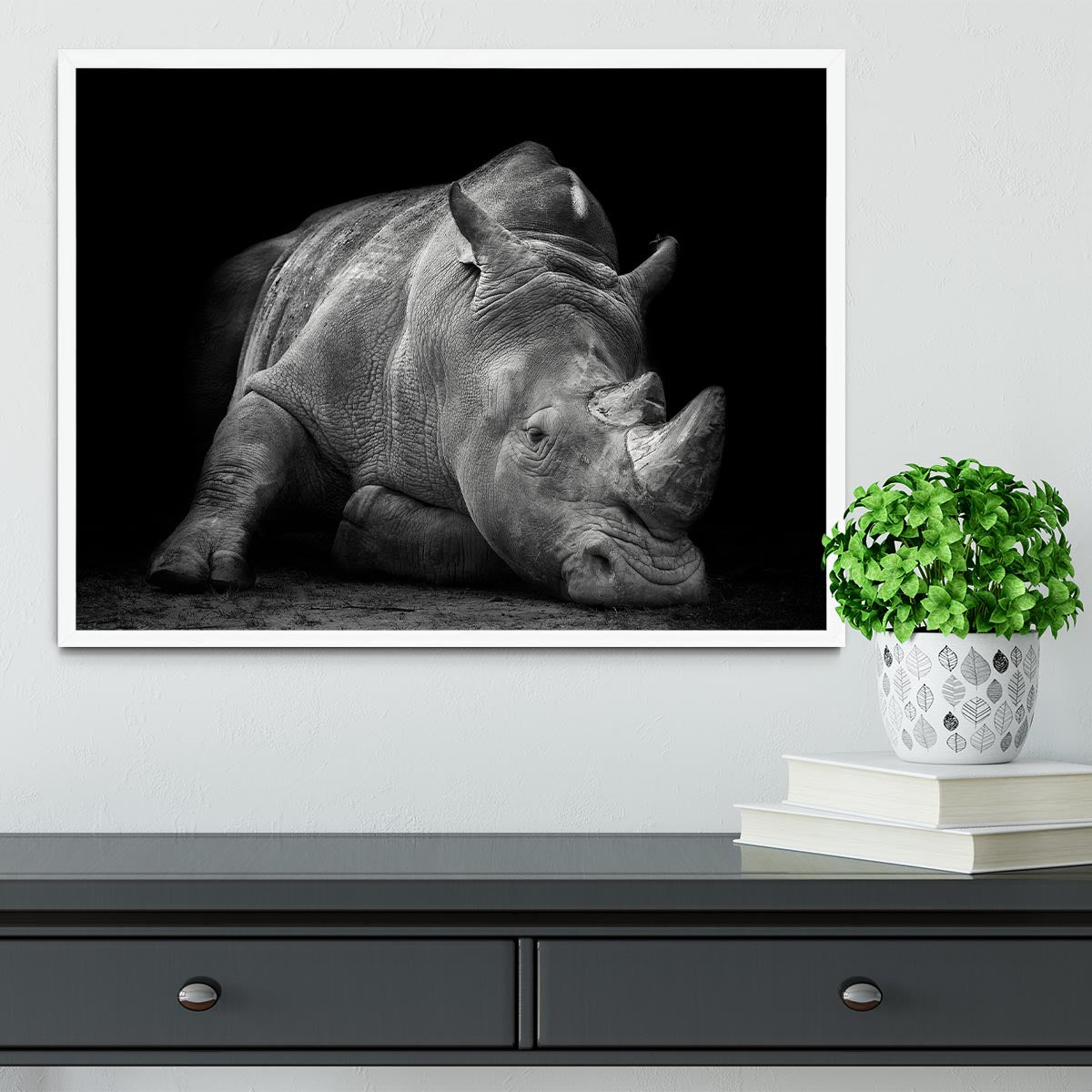 Black And White Rhink Framed Print - Canvas Art Rocks -6