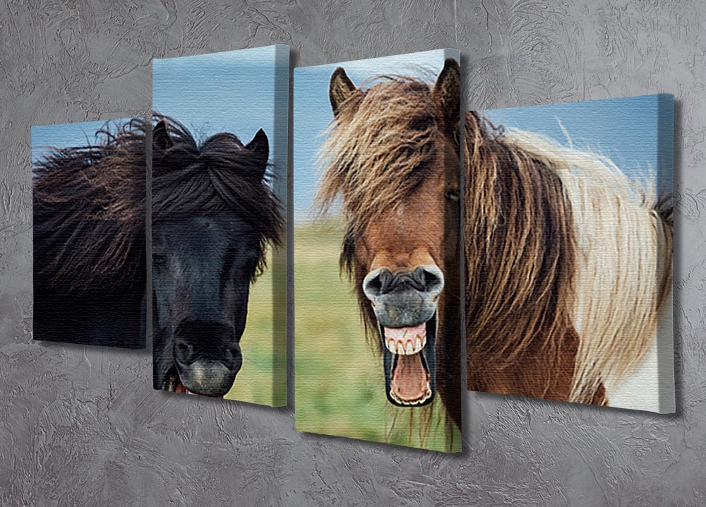 Smiling Horses 4 Split Panel Canvas - Canvas Art Rocks - 2