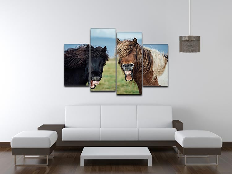 Smiling Horses 4 Split Panel Canvas - Canvas Art Rocks - 3