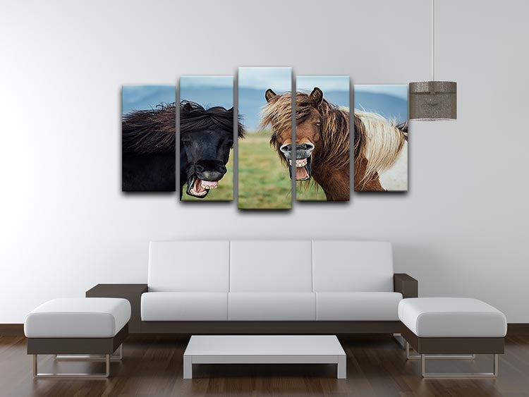 Smiling Horses 5 Split Panel Canvas - Canvas Art Rocks - 3