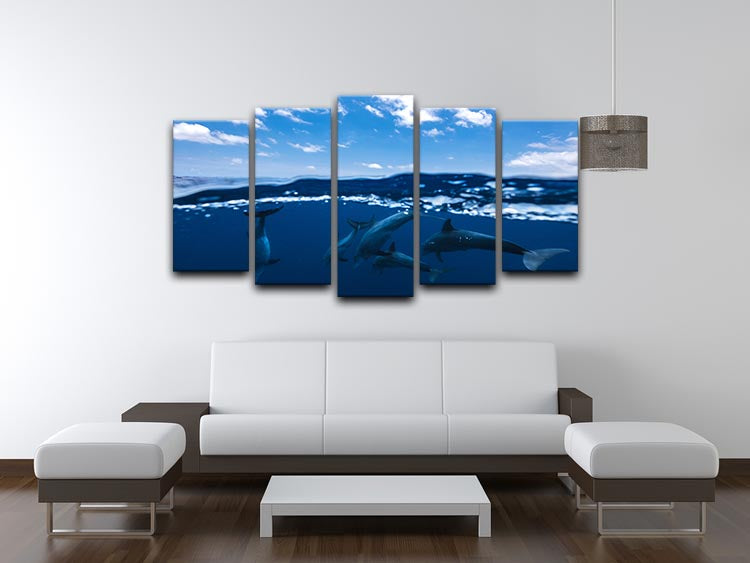 Between Air And Water With The Dolphins 5 Split Panel Canvas - Canvas Art Rocks - 3