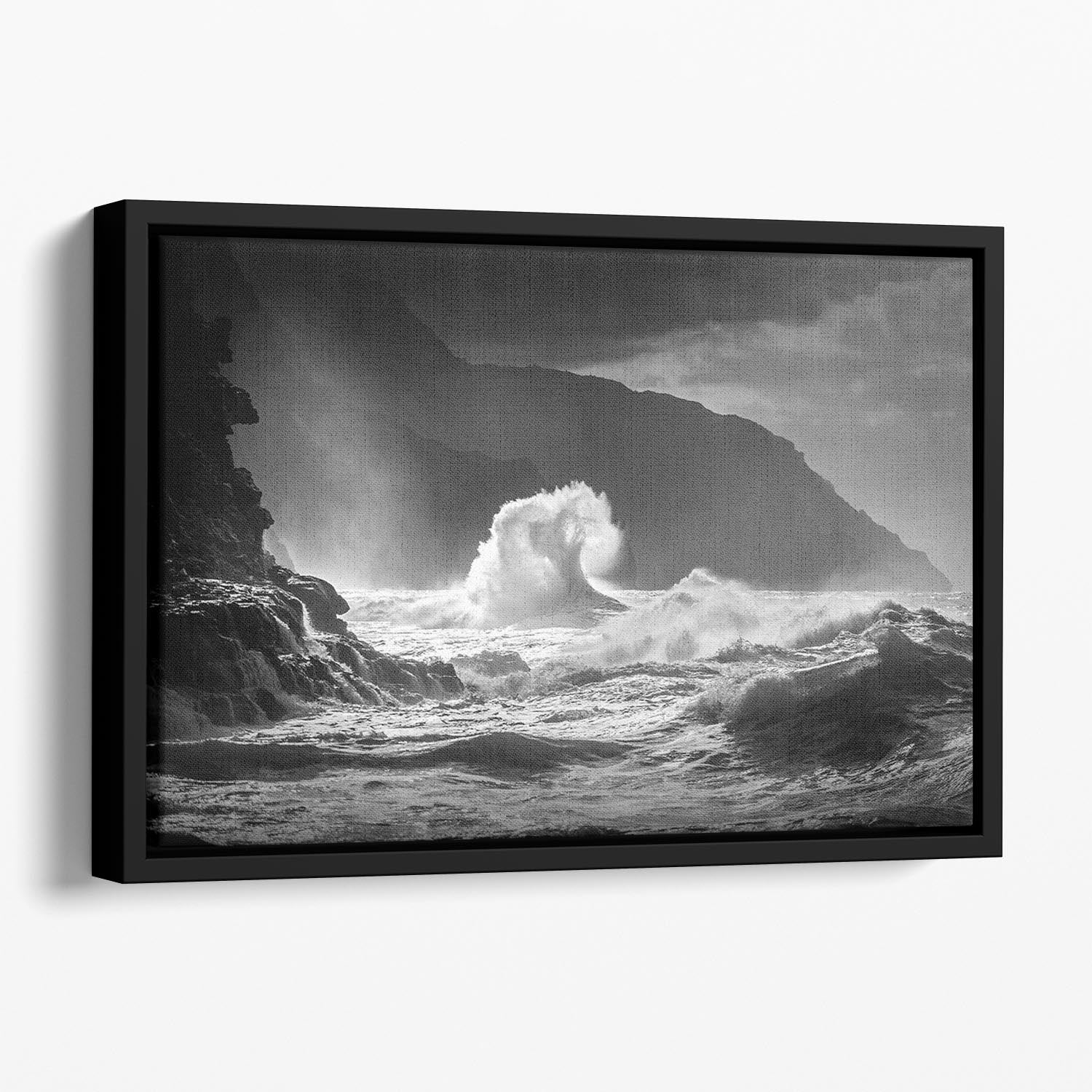 Pacific Ocean Waves Floating Framed Canvas - Canvas Art Rocks - 1