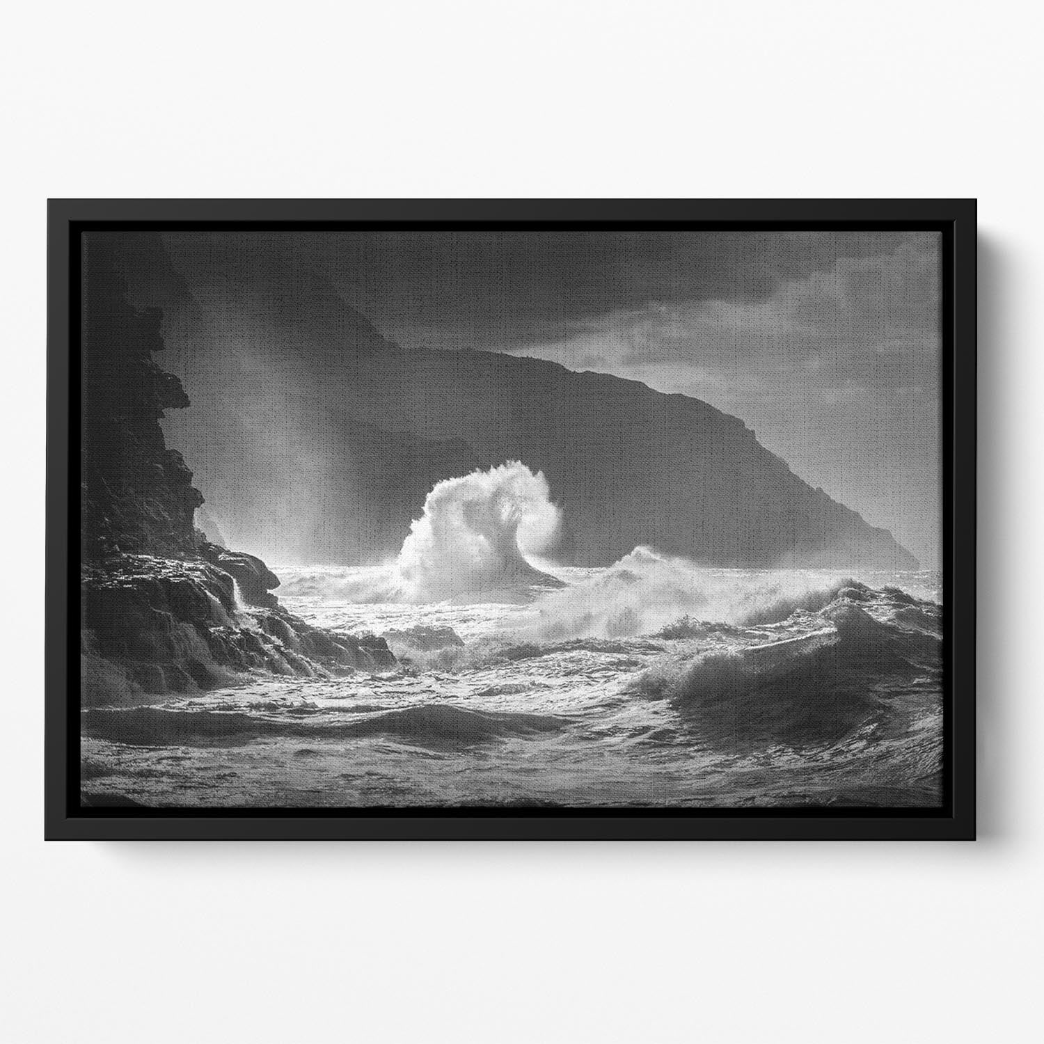 Pacific Ocean Waves Floating Framed Canvas - Canvas Art Rocks - 2