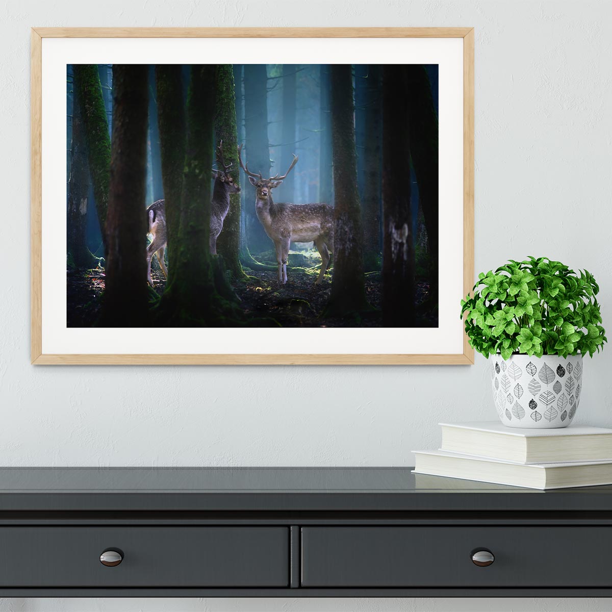 Deers In The Forest Framed Print - Canvas Art Rocks - 3