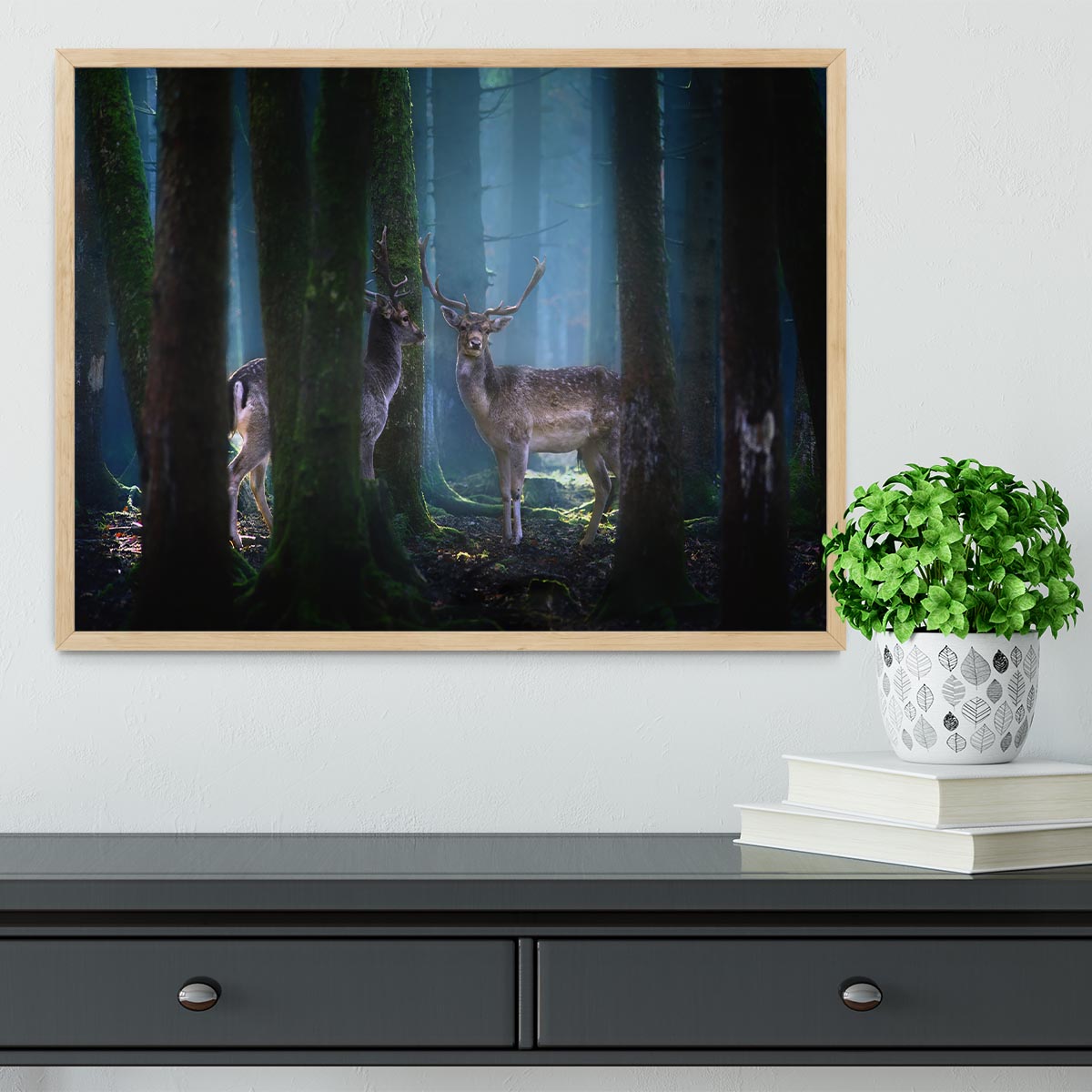 Deers In The Forest Framed Print - Canvas Art Rocks - 4
