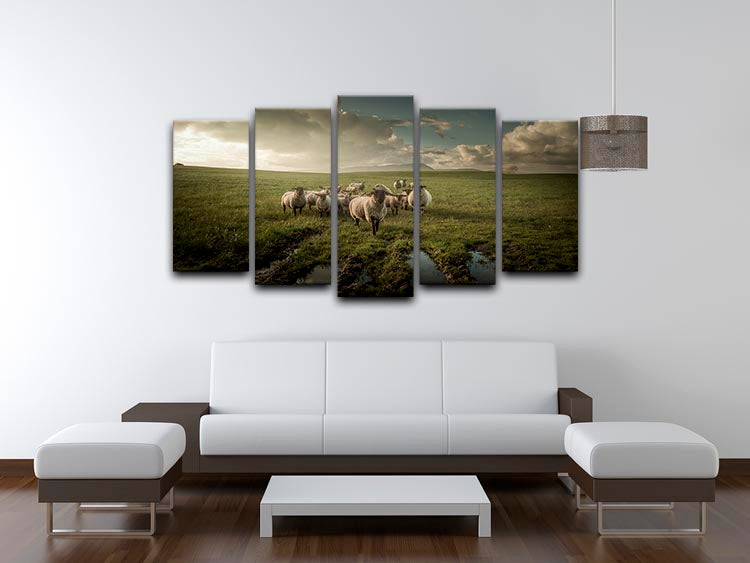 Sheep in field 5 Split Panel Canvas - Canvas Art Rocks - 3