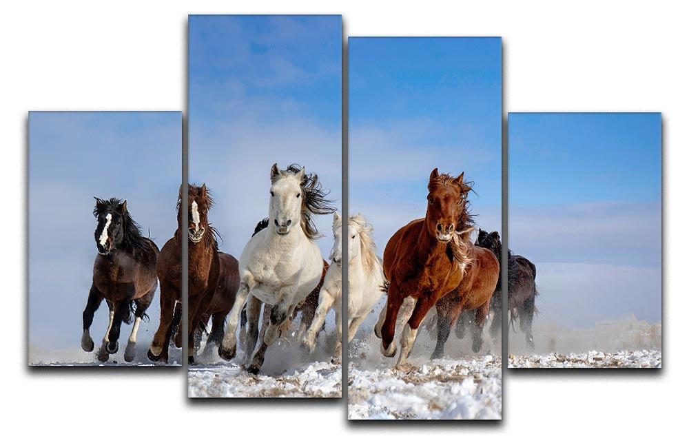 Mongolia Horses 4 Split Panel Canvas - Canvas Art Rocks - 1