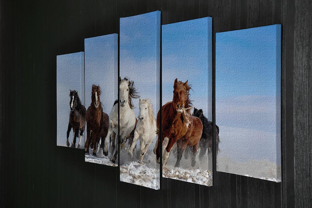 Mongolia Horses 5 Split Panel Canvas - Canvas Art Rocks - 2