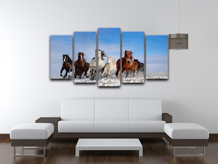 Mongolia Horses 5 Split Panel Canvas - Canvas Art Rocks - 3
