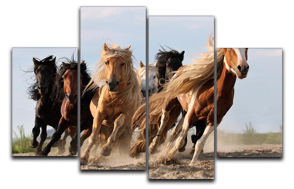 Lucky Six Horses 4 Split Panel Canvas - Canvas Art Rocks - 1