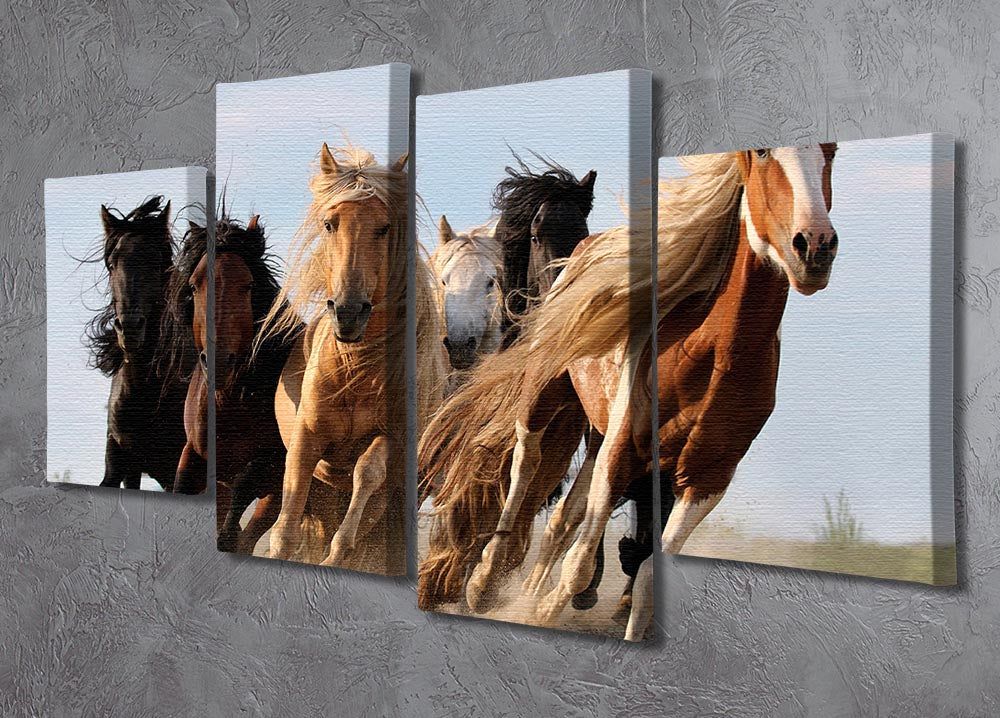Lucky Six Horses 4 Split Panel Canvas - Canvas Art Rocks - 2