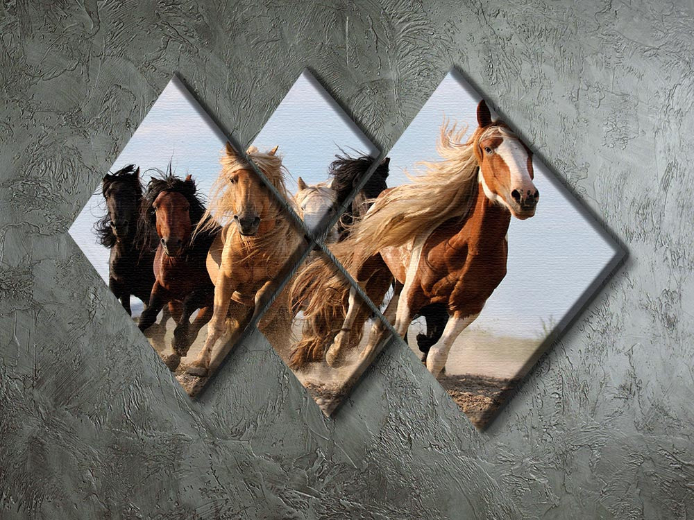 Lucky Six Horses 4 Square Multi Panel Canvas - Canvas Art Rocks - 2