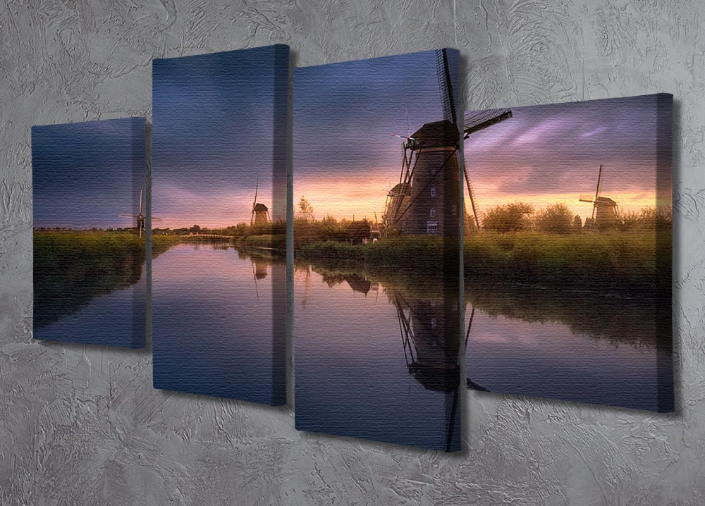 Kinderdijk Windmills 4 Split Panel Canvas - Canvas Art Rocks - 2