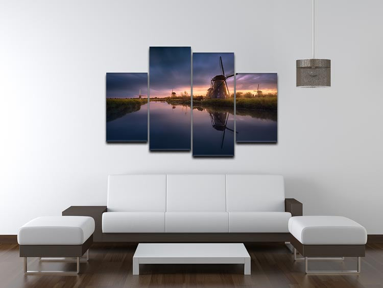 Kinderdijk Windmills 4 Split Panel Canvas - Canvas Art Rocks - 3