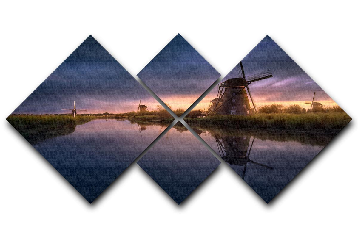 Kinderdijk Windmills 4 Square Multi Panel Canvas - Canvas Art Rocks - 1