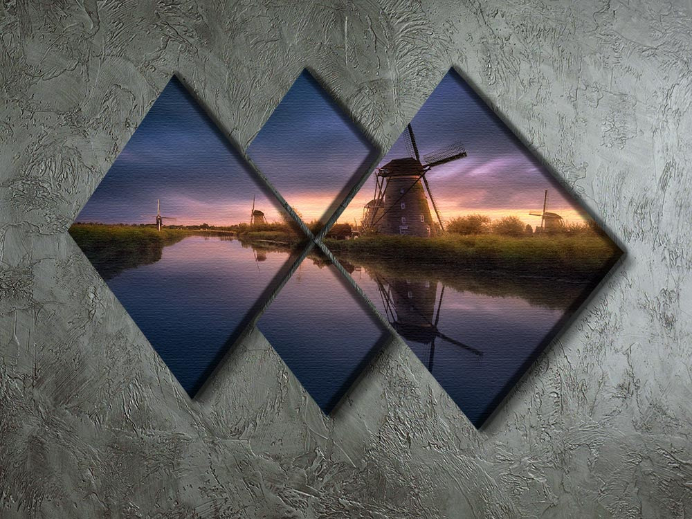 Kinderdijk Windmills 4 Square Multi Panel Canvas - Canvas Art Rocks - 2