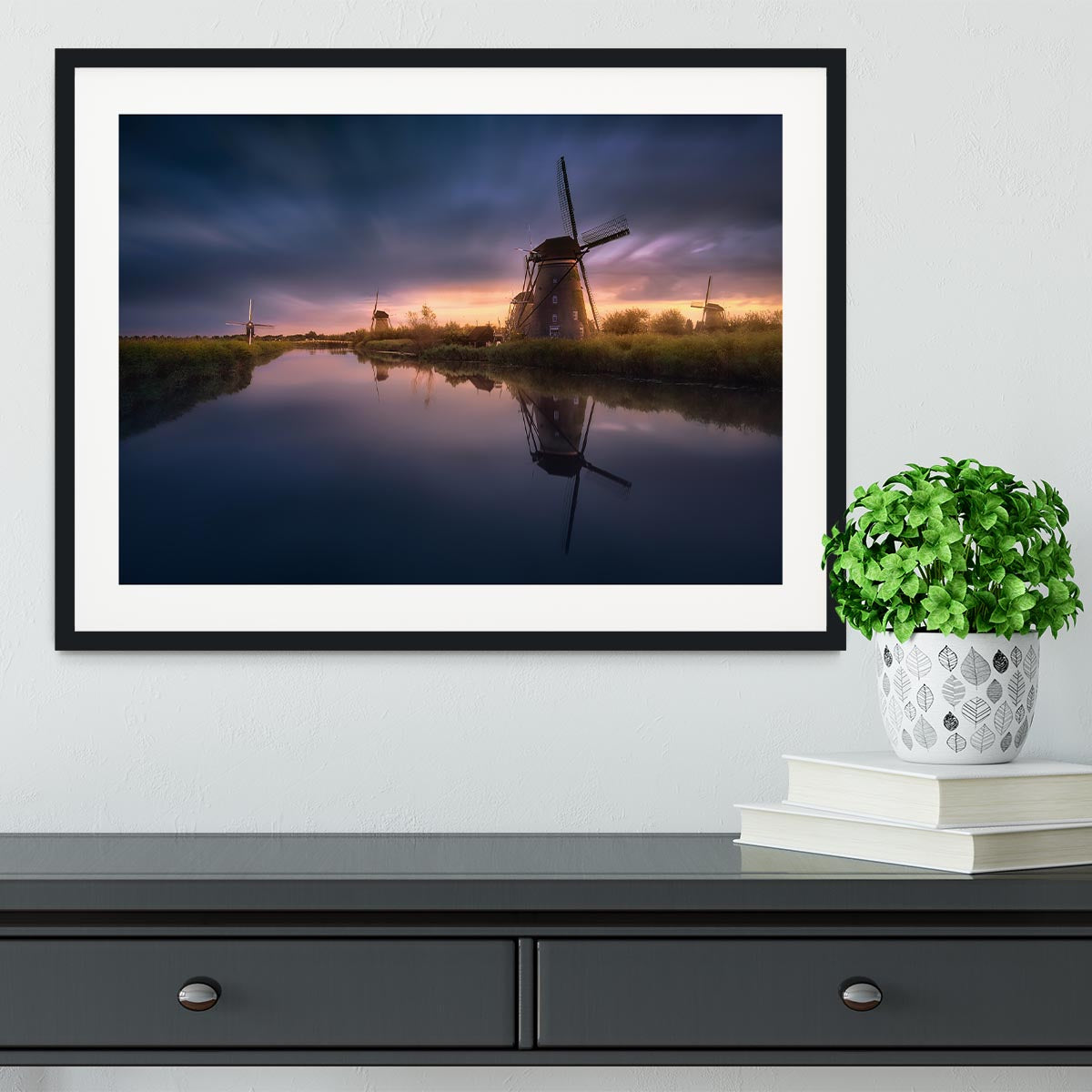 Kinderdijk Windmills Framed Print - Canvas Art Rocks - 1