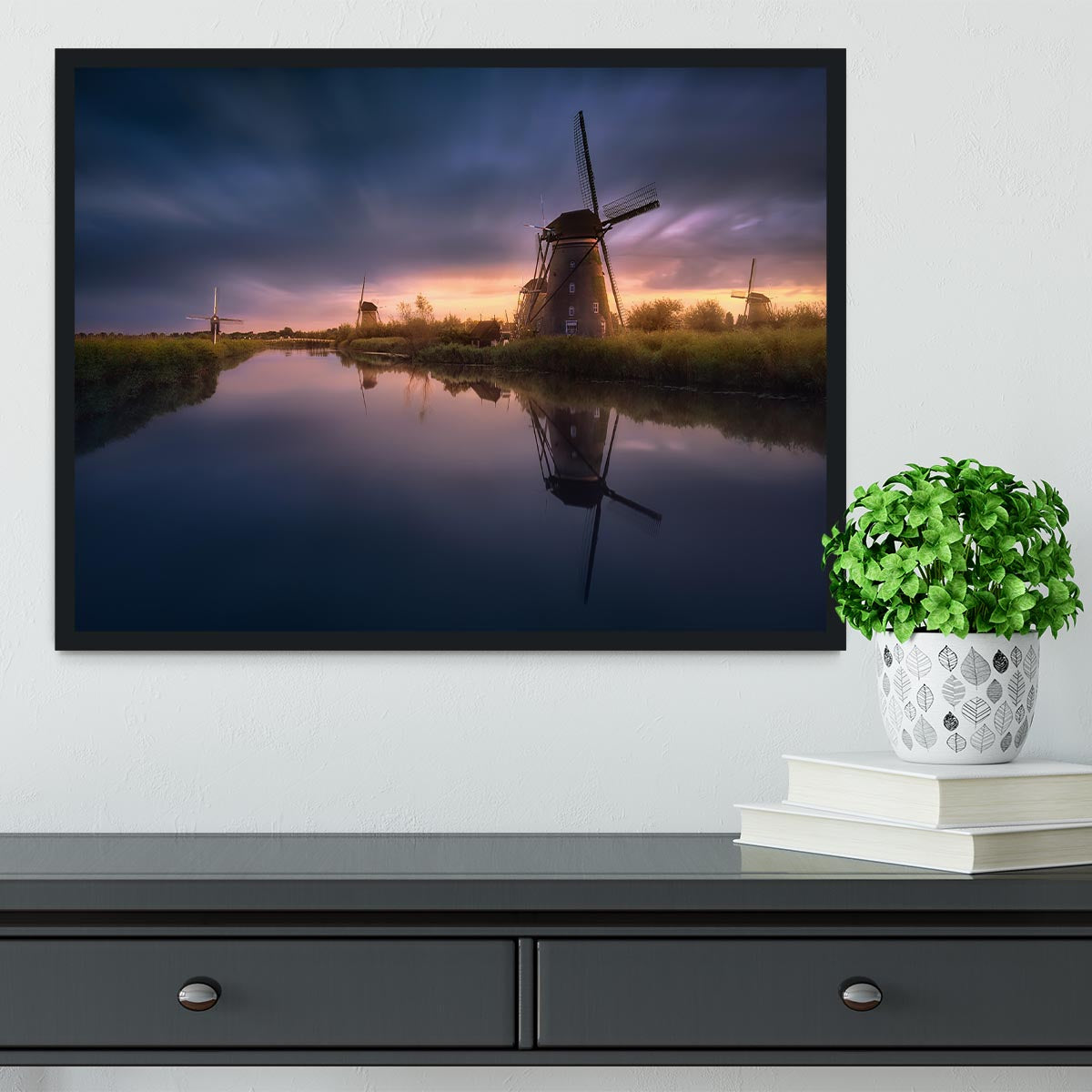 Kinderdijk Windmills Framed Print - Canvas Art Rocks - 2