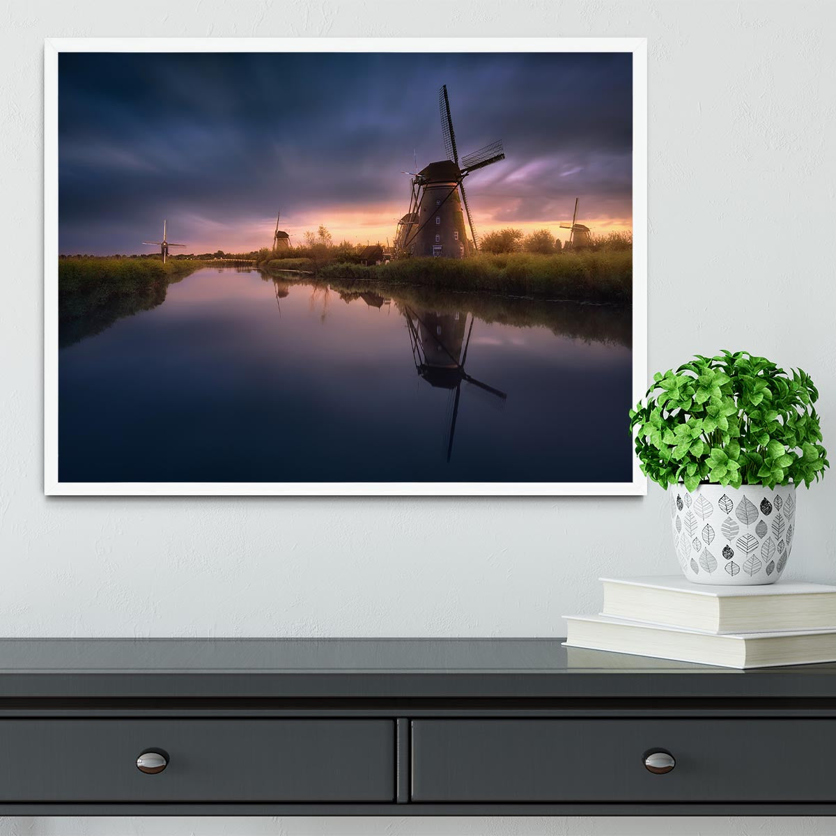 Kinderdijk Windmills Framed Print - Canvas Art Rocks -6