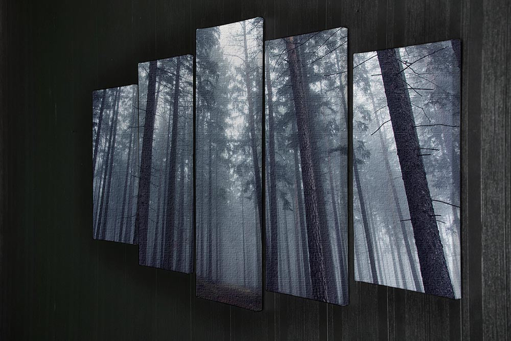 Mysterious Foggy Forest 5 Split Panel Canvas - Canvas Art Rocks - 2