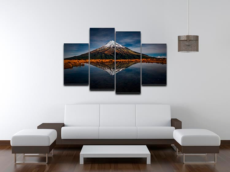 Mount Taranaki A Starry Night 4 Split Panel Canvas - Canvas Art Rocks - 3
